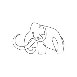 one continuous line drawing big mammoth vector image