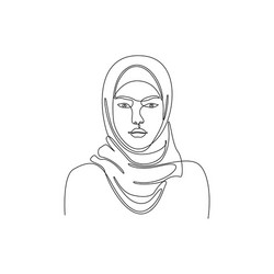 continuous line drawing a muslim womans facial vector image