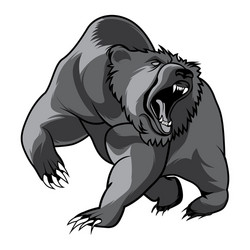 walking bear animal head black and white vector image