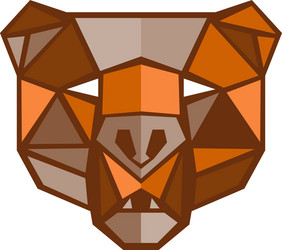 brown bear head low polygon vector image