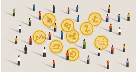 crowd people hype together crypto-currency coin vector image