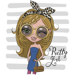 cute cartoon girl with big glasses vector image