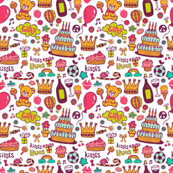 birthday background with symbols of a holiday vector image