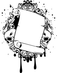 skull with scroll and patterns vector image