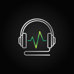 wired headphones with green sound wave vector image