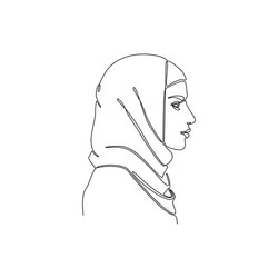 continuous line drawing a muslim womans facial vector image