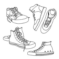 sneakers sketch set active shoes drawing vector image