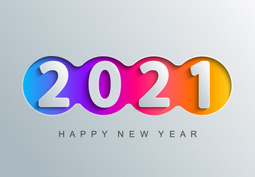 2021 new year greeting card in paper cut style vector image