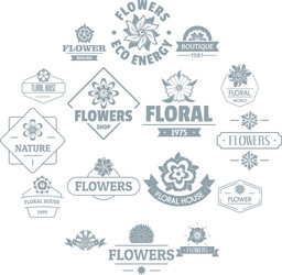 flowers logo icons set simple style vector image