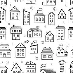 house pattern doodle sketch style vector image