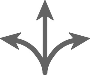 three way icon arrow separated on vector image