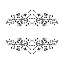 floral border frame wildflowers and hearts vector image