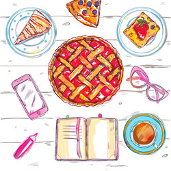 sketch eat food top view vector image