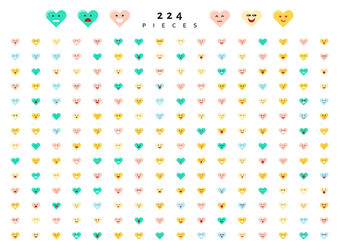 great set of 224 color emotions isolated on white vector image