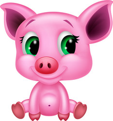 cute baby pig cartoon vector image