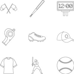 Baseball icons set outline style vector