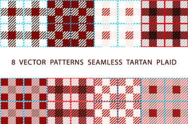 8 patterns seamless tartan plaid brown set vector image