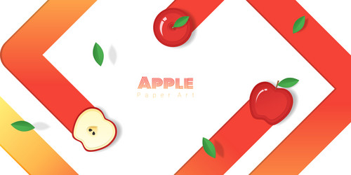 fresh apple fruit background in paper art style vector image