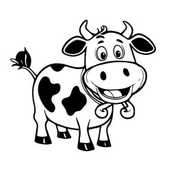 cartoon funny cow character linear vector image