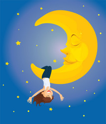 hanging on the moon vector image