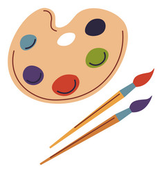 school art lessons palette with colors and brush vector image