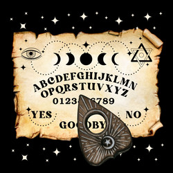 watercolor ouija scroll board with planchette vector image