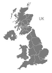 united kingdom map with countries grey vector image