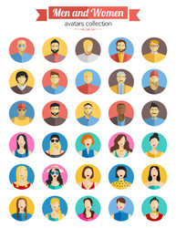 set of men and women avatars icons colorful male vector image