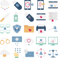 cyber crime and hacking isolated icons set vector image