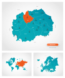 editable template map macedonia with marks vector image