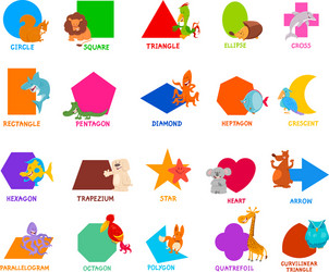 basic geometric shapes for kids with animals vector image