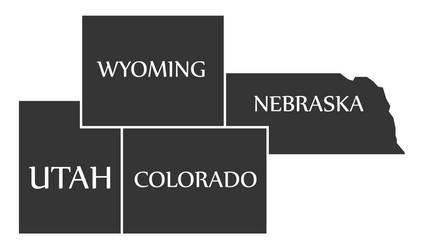 utah - wyoming colorado nebraska map labelled vector image