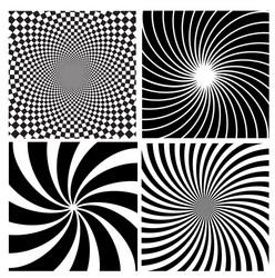 black and white hypnotic background vector image