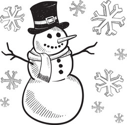 doodle snowman snow winter vector image