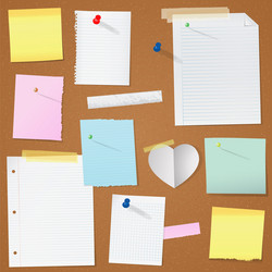 paper notes on cork board vector image