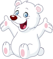 happy white teddy bear vector image