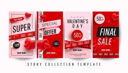 editable valentines day sale vertical banner set vector image