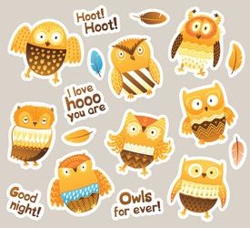 stickers designs with birds and messages funny vector image