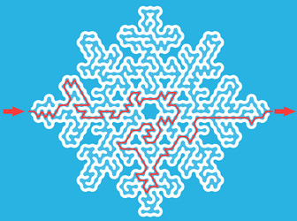 labyrinth inside the snowflake shape creative vector image