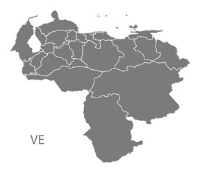 venezuela federal states map grey vector image