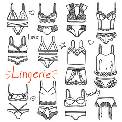 set of hand drawn women accessories lingerie vector image