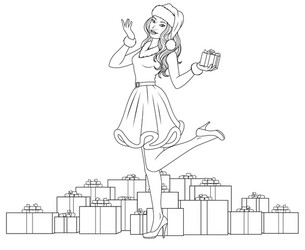 beautiful girl with a gift vector image