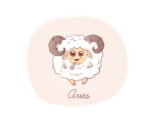 aries cartoon style zodiac vector image