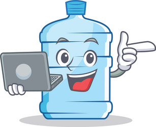 with laptop gallon character cartoon style vector image