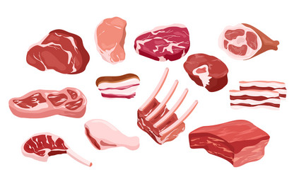 set of fresh meat icons vector image