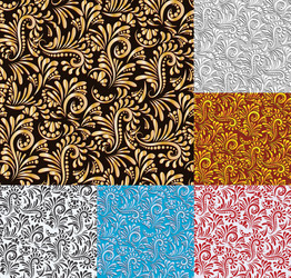 six floral seamless pattern background vector image