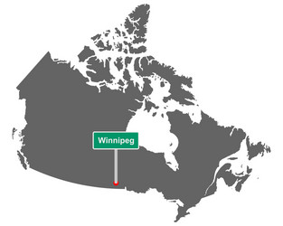 place name sign winnipeg at map canada vector image