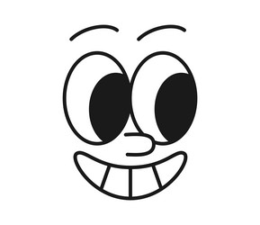 retro cartoon character face with toothy grin vector image