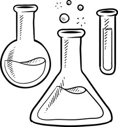 doodle science lab beakers vector image