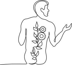 nude man sitting back continuous one line drawing vector image